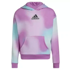 Girls' Adidas Long Sleeve Allover Print Fleece Logo Hoodie