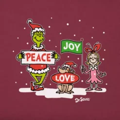 Women's Life Is Good Grinch Peace Love Joy Long Sleeve T-Shirt -Cheap Clothing Store 19694602777 1