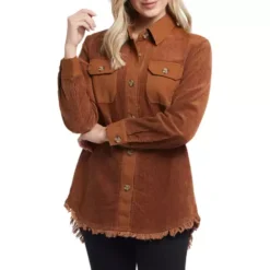 Women's Tribal Combo Frayed Shirt Jacket