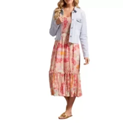 Women's Tribal Frayed Hem Embroidered Denim Jacket