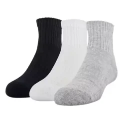 Kids' Under Armour Training Cotton 3 Pack Quarter Socks